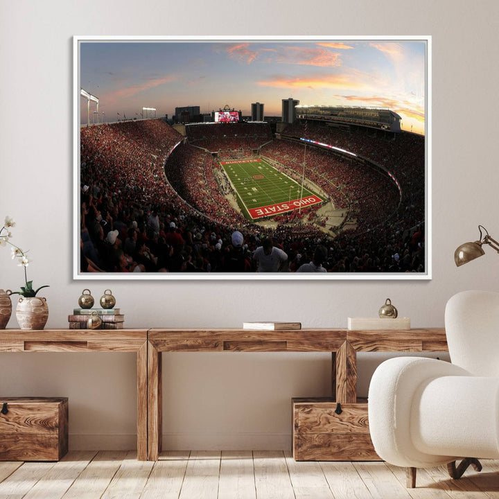 28825-MGV-FC-36X24_White-Ohio State University Buckeyes Football Team Print - Columbus Ohio Stadium Wall Art Canvas Print