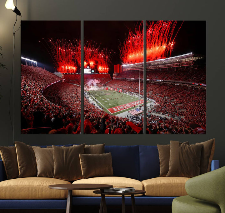 Ohio State University Buckeyes Football Team Print - Columbus Ohio Stadium Wall Art Canvas Print