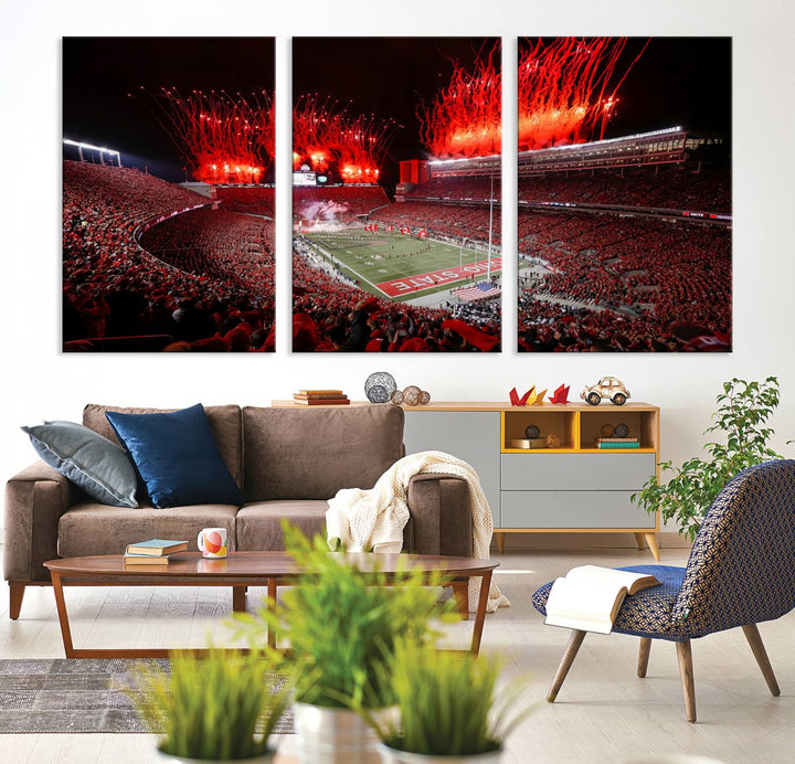 56909-MGV-CV-36X24-Ohio State University Buckeyes Football Team Print - Columbus Ohio Stadium Wall Art Canvas Print