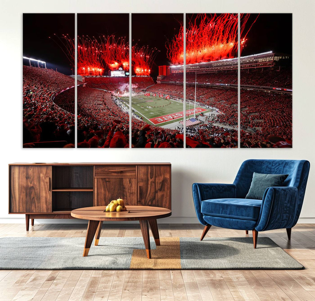56909-MGV-CV-36X24-Ohio State University Buckeyes Football Team Print - Columbus Ohio Stadium Wall Art Canvas Print