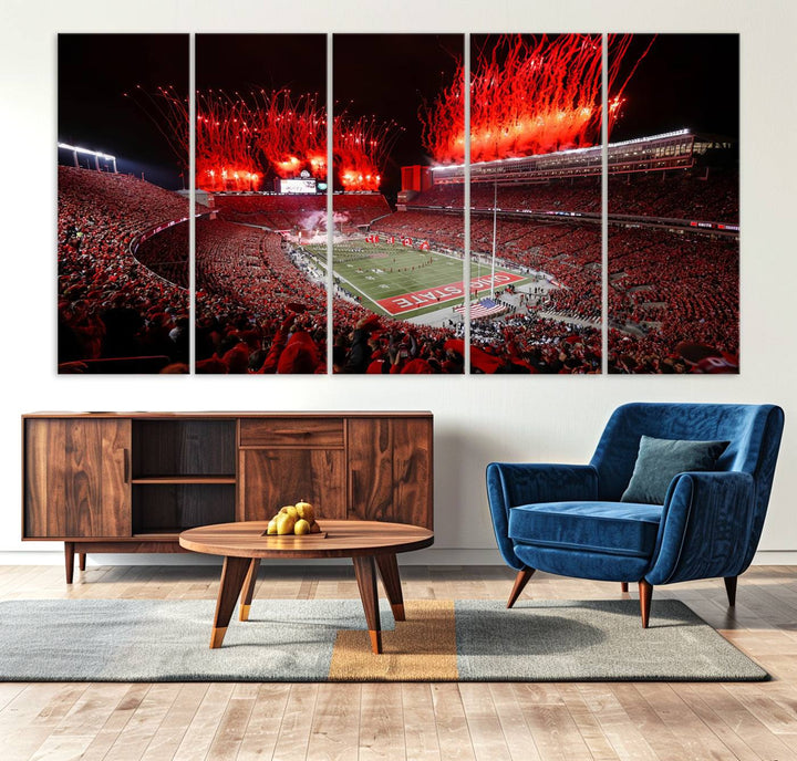 56909-MGV-CV-36X24-Ohio State University Buckeyes Football Team Print - Columbus Ohio Stadium Wall Art Canvas Print