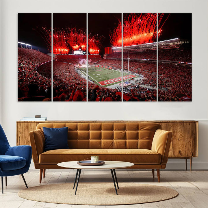 56909-MGV-CV-36X24-Ohio State University Buckeyes Football Team Print - Columbus Ohio Stadium Wall Art Canvas Print