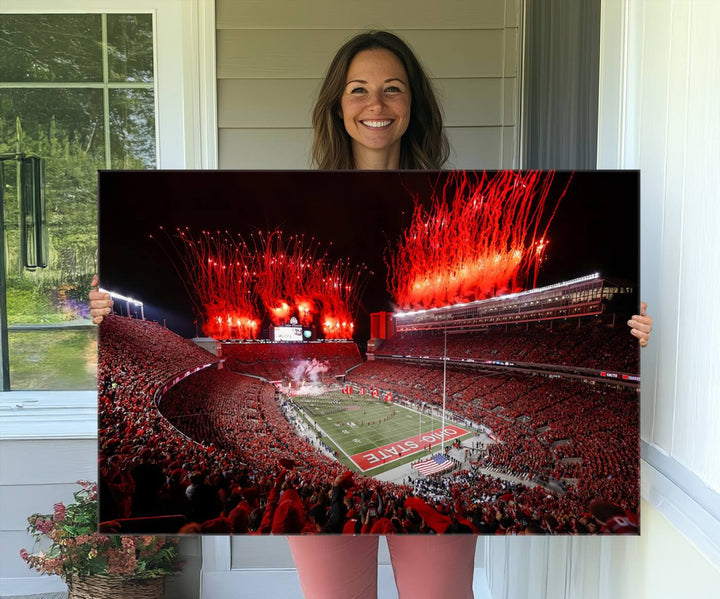 Ohio State University Buckeyes Football Team Print - Columbus Ohio Stadium Wall Art Canvas Print