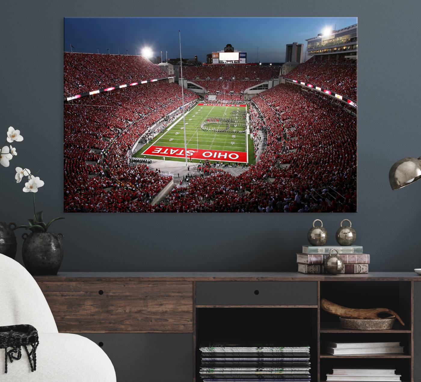 98743-MGV-CV-36X24-Ohio State University Buckeyes Football Team Print - Columbus Ohio Stadium Wall Art Canvas Print