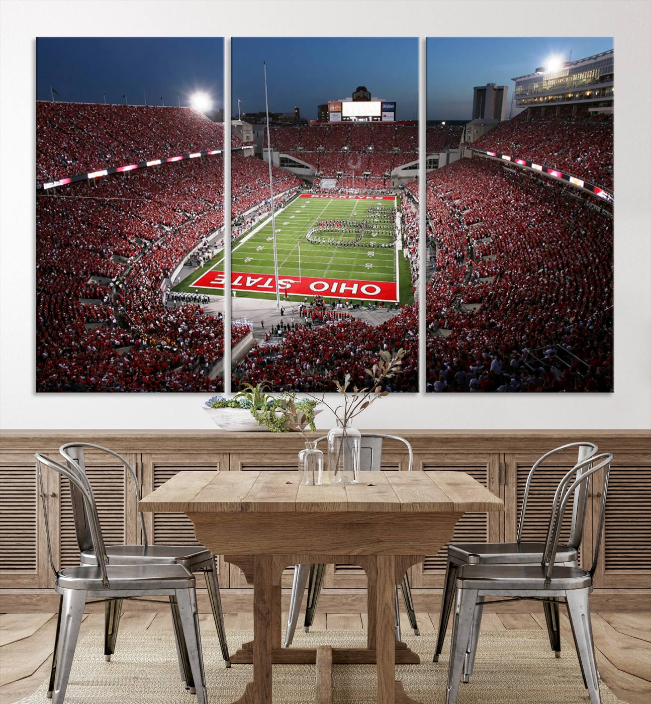 98743-MGV-CV-36X24-Ohio State University Buckeyes Football Team Print - Columbus Ohio Stadium Wall Art Canvas Print