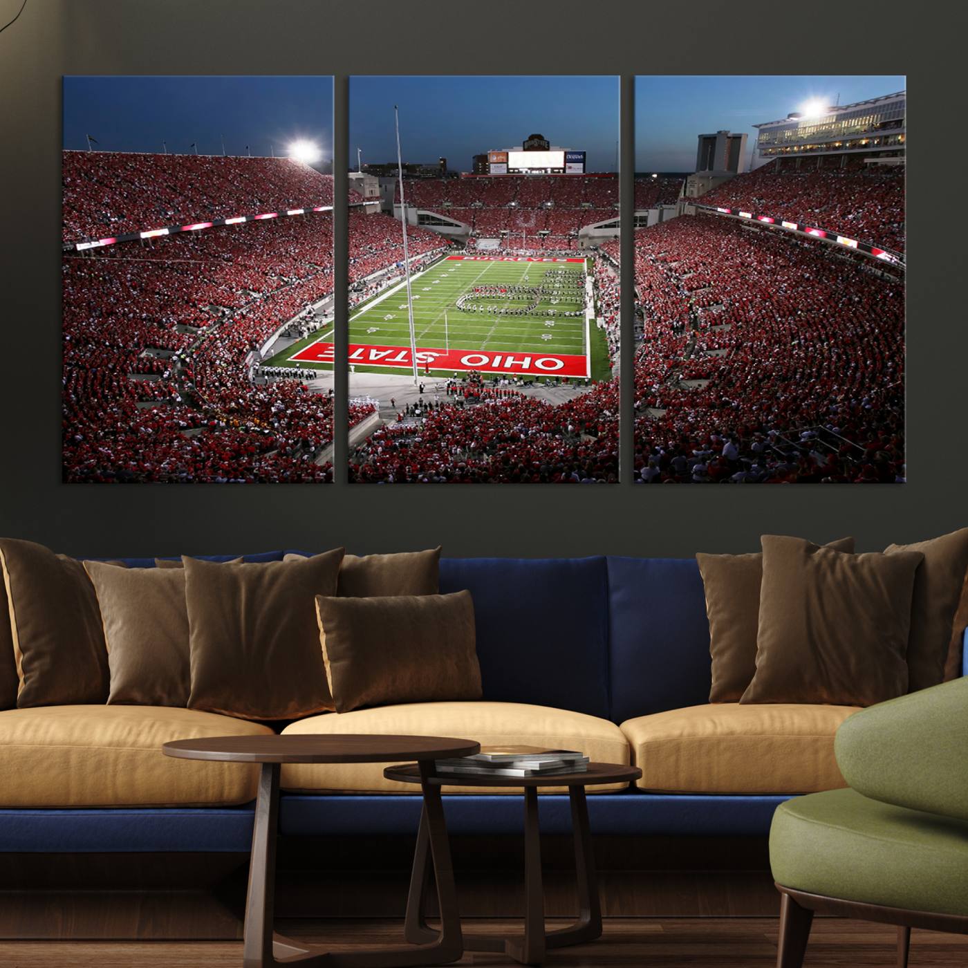 98743-MGV-CV-36X24-Ohio State University Buckeyes Football Team Print - Columbus Ohio Stadium Wall Art Canvas Print
