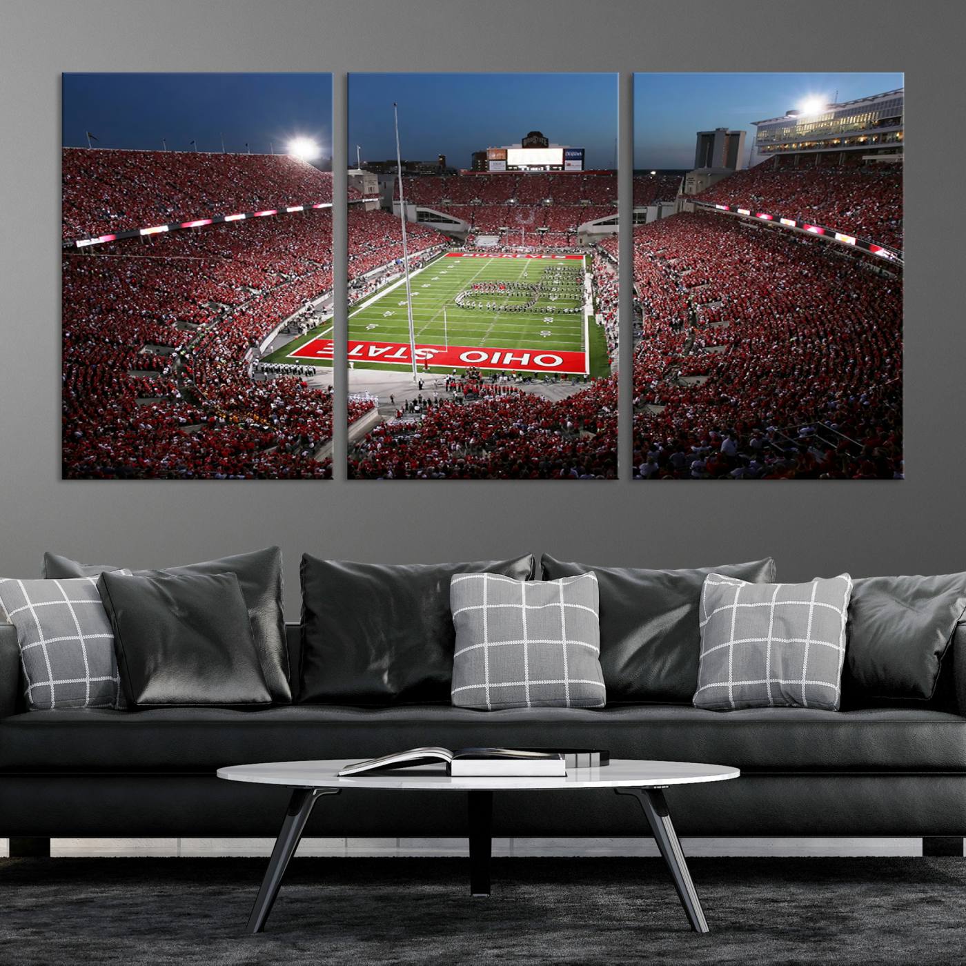 98743-MGV-CV-36X24-Ohio State University Buckeyes Football Team Print - Columbus Ohio Stadium Wall Art Canvas Print