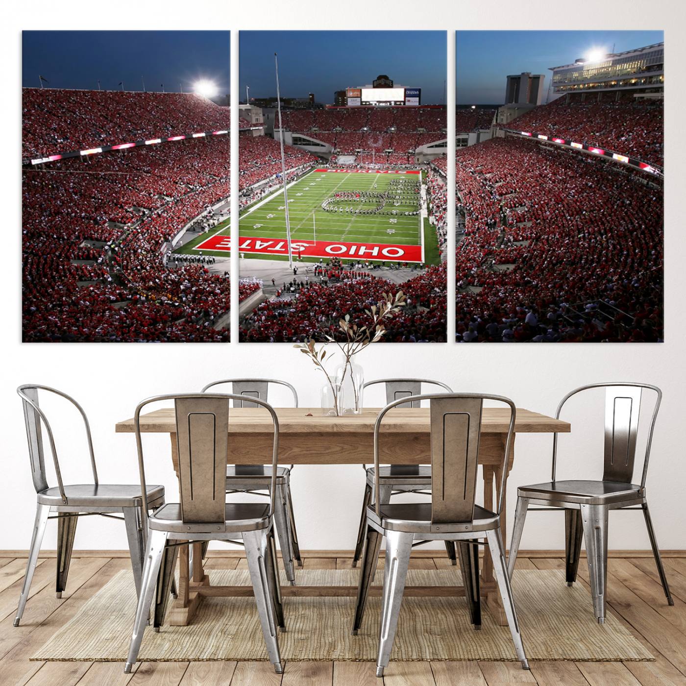 98743-MGV-CV-36X24-Ohio State University Buckeyes Football Team Print - Columbus Ohio Stadium Wall Art Canvas Print