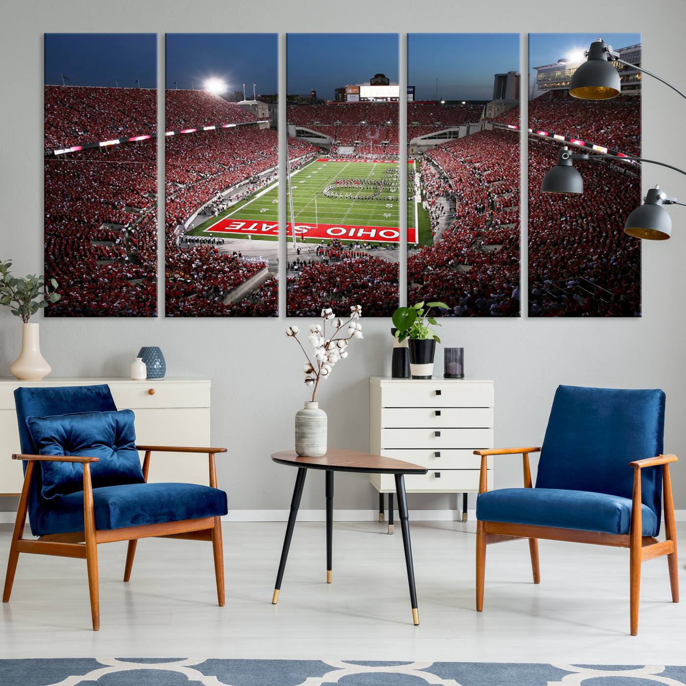98743-MGV-CV-36X24-Ohio State University Buckeyes Football Team Print - Columbus Ohio Stadium Wall Art Canvas Print