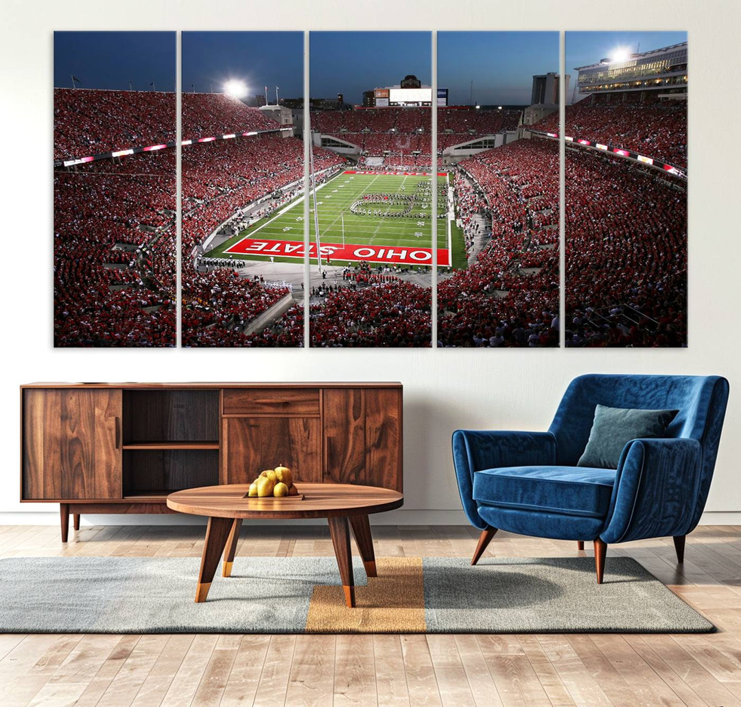 98743-MGV-CV-36X24-Ohio State University Buckeyes Football Team Print - Columbus Ohio Stadium Wall Art Canvas Print