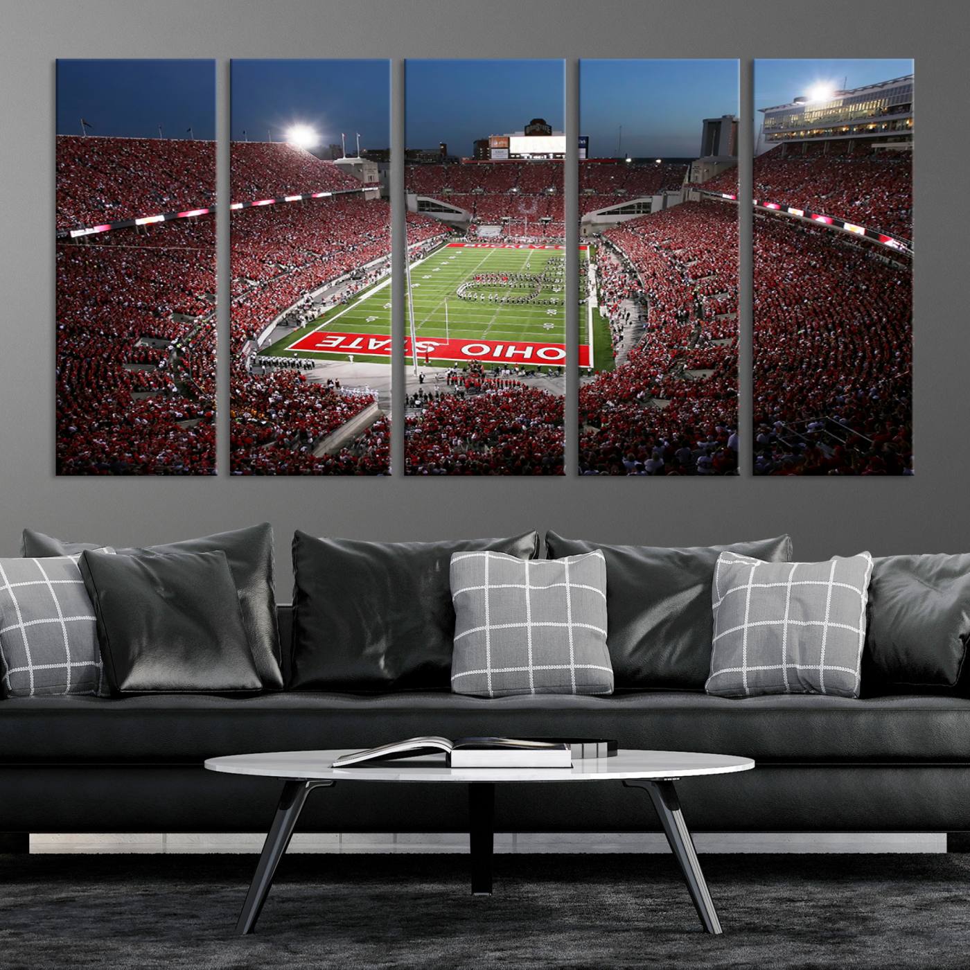 98743-MGV-CV-36X24-Ohio State University Buckeyes Football Team Print - Columbus Ohio Stadium Wall Art Canvas Print