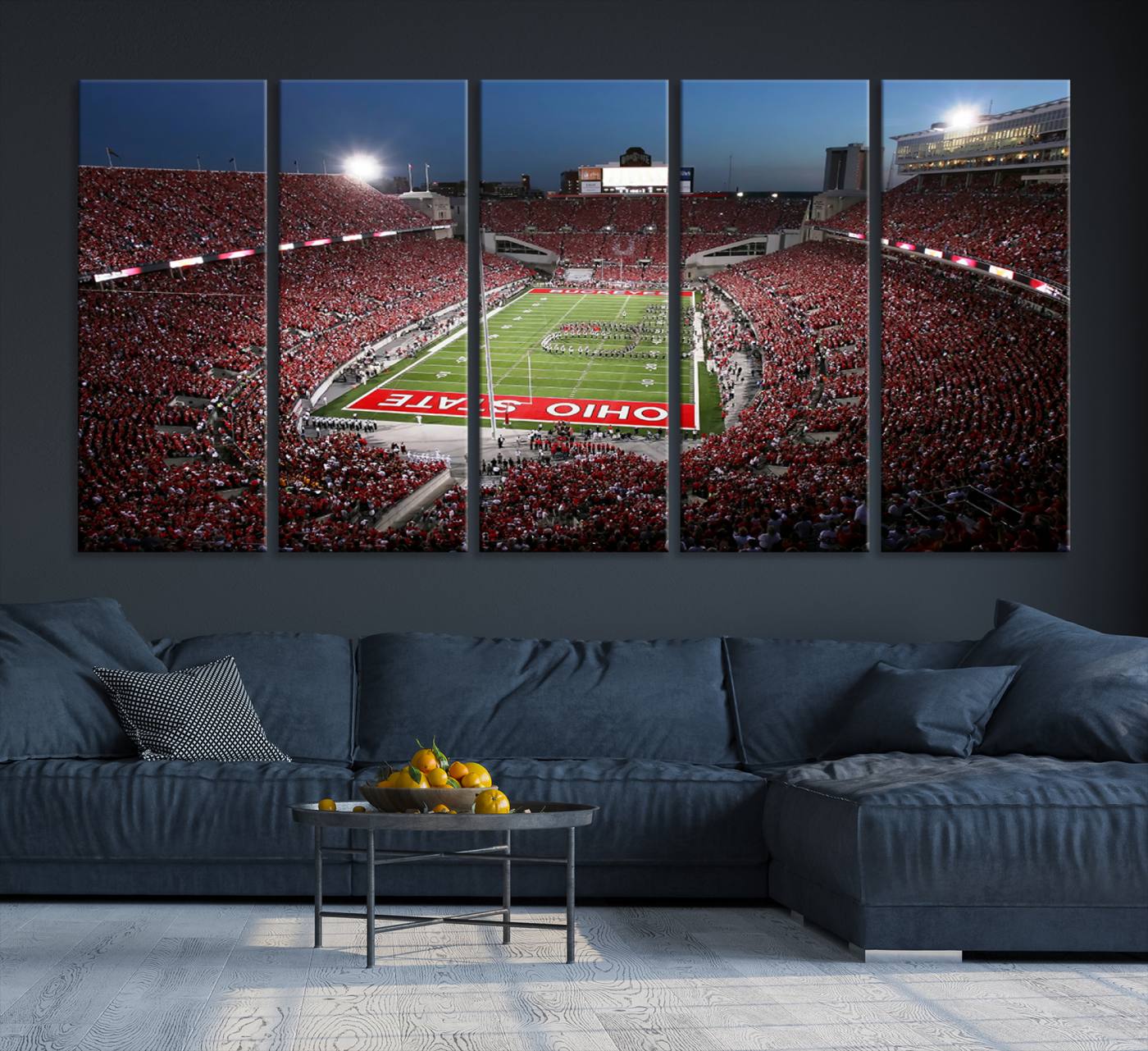 98743-MGV-CV-36X24-Ohio State University Buckeyes Football Team Print - Columbus Ohio Stadium Wall Art Canvas Print