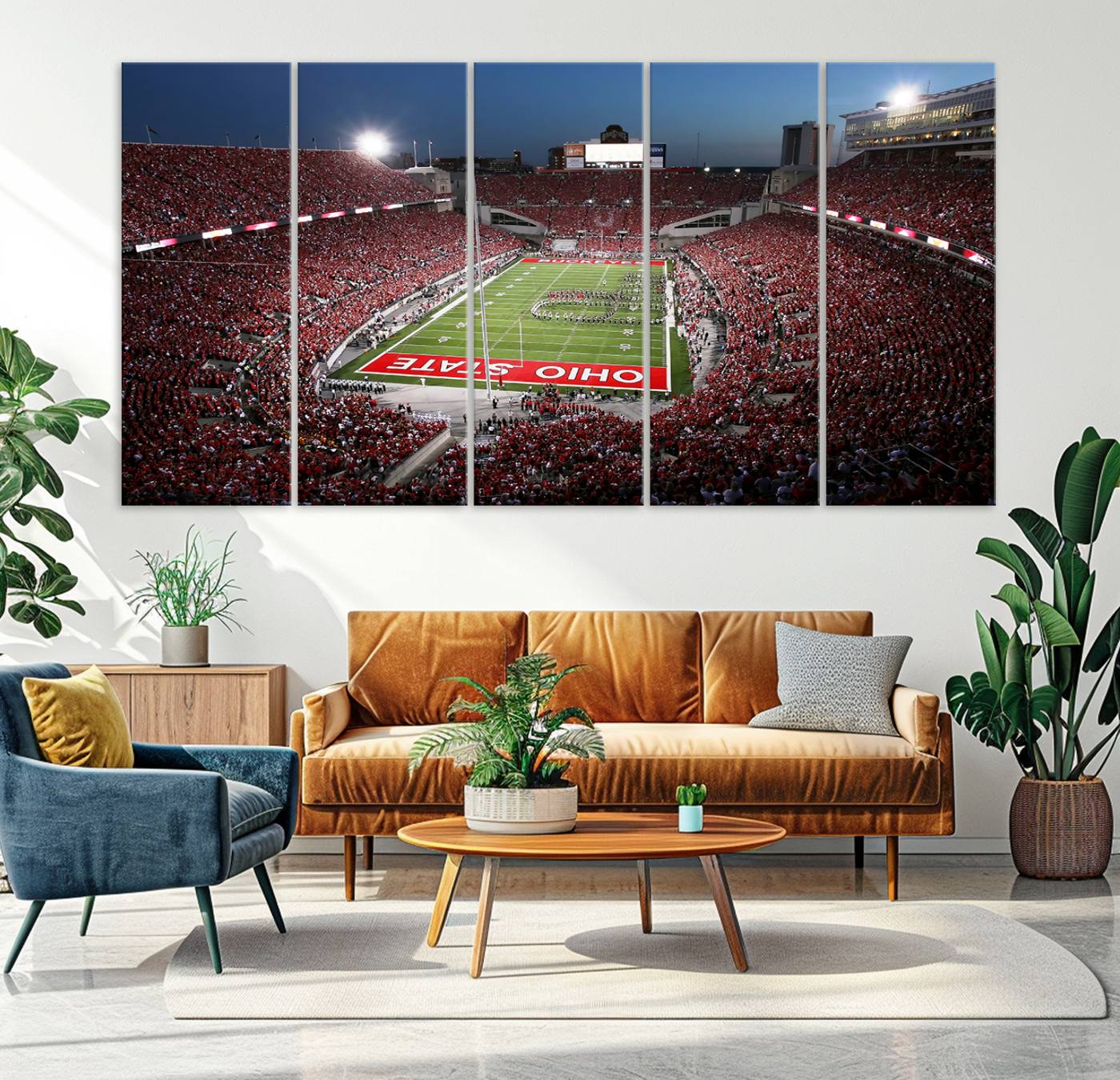 98743-MGV-CV-36X24-Ohio State University Buckeyes Football Team Print - Columbus Ohio Stadium Wall Art Canvas Print