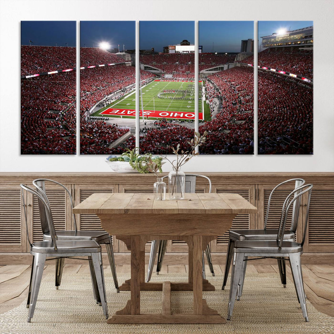 98743-MGV-CV-36X24-Ohio State University Buckeyes Football Team Print - Columbus Ohio Stadium Wall Art Canvas Print