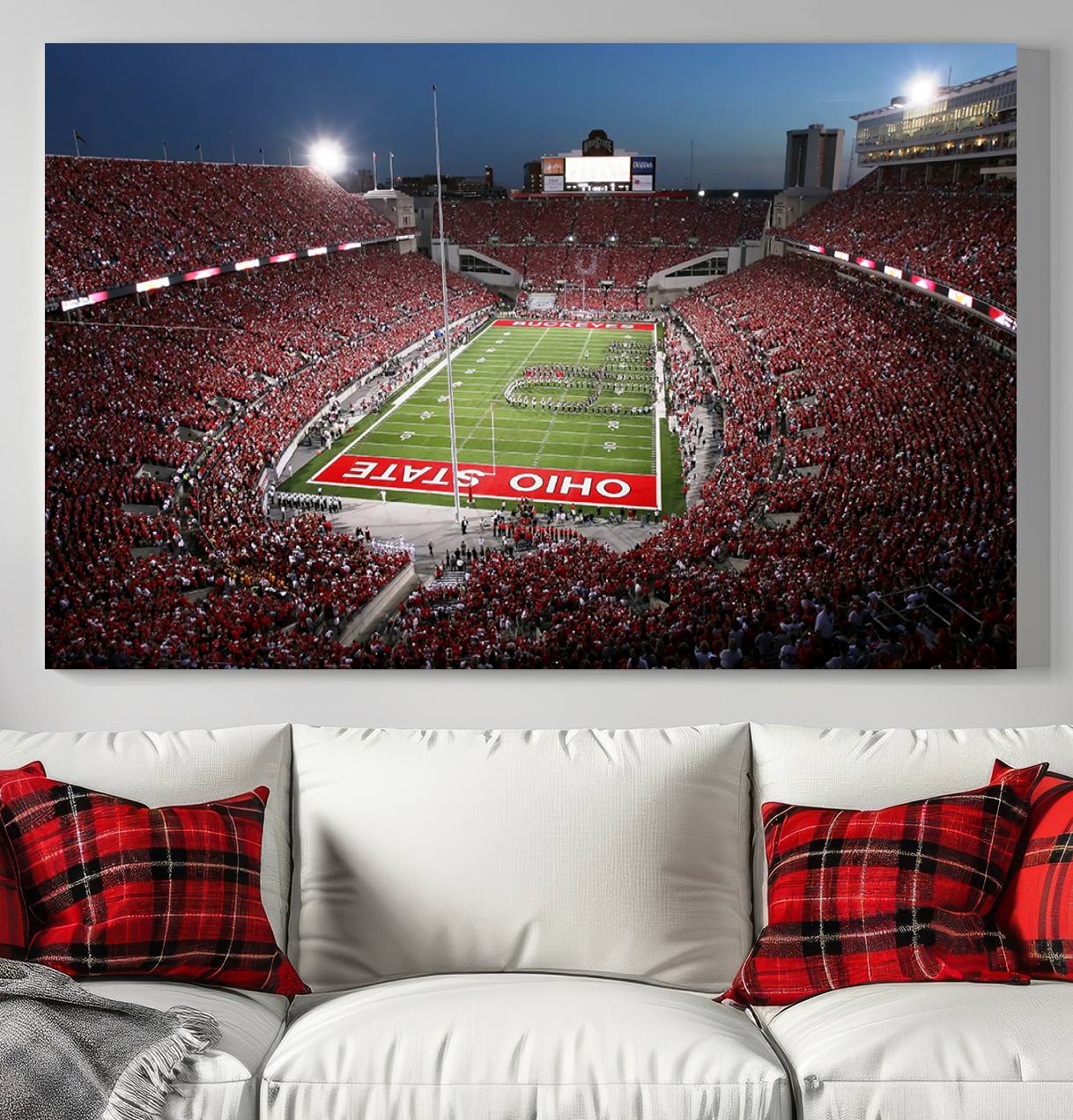 98743-MGV-CV-36X24-Ohio State University Buckeyes Football Team Print - Columbus Ohio Stadium Wall Art Canvas Print