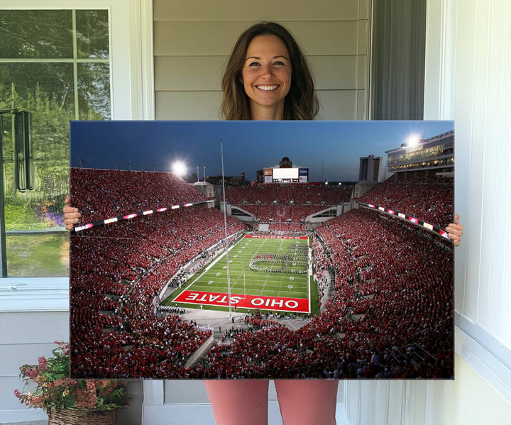Ohio State University Buckeyes Football Team Print - Columbus Ohio Stadium Wall Art Canvas Print