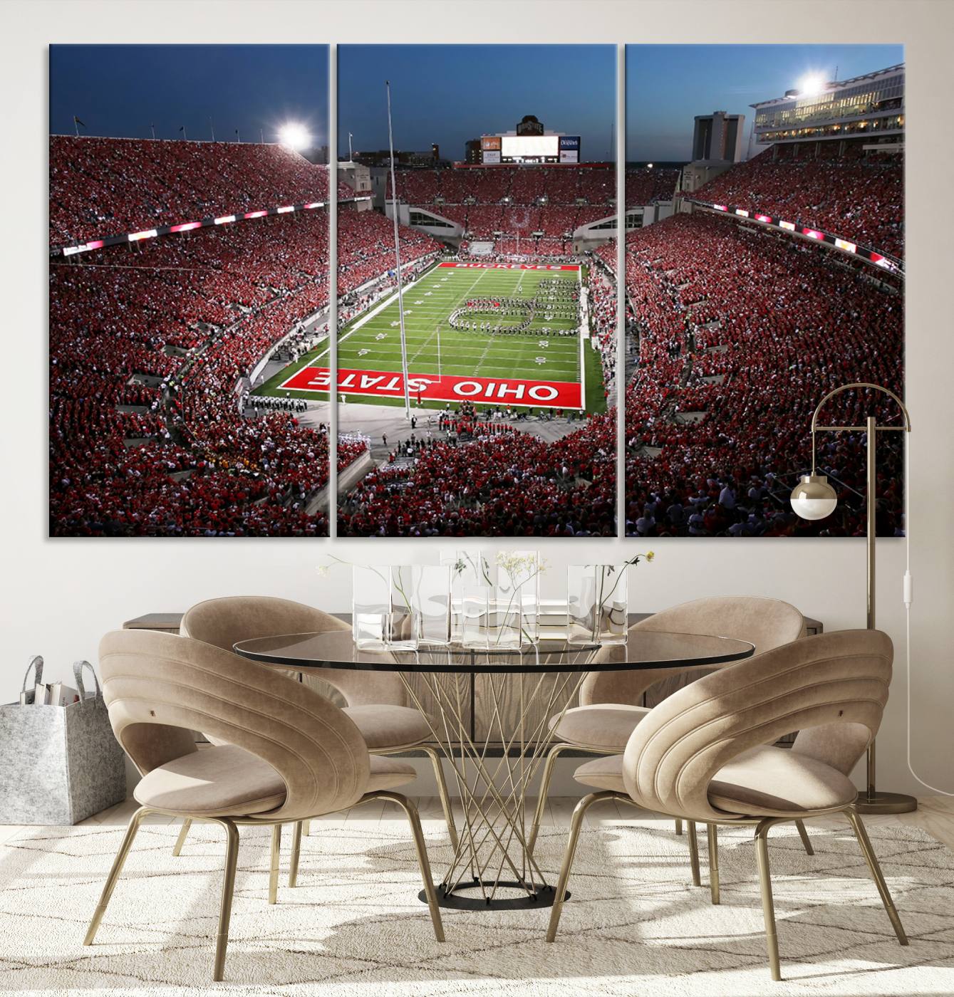 98743-MGV-CV-36X24-Ohio State University Buckeyes Football Team Print - Columbus Ohio Stadium Wall Art Canvas Print