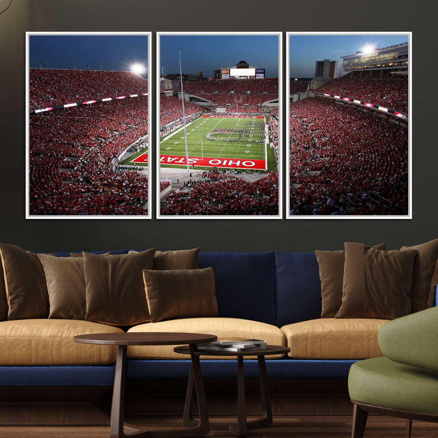 98743-MGV-FC-60X30-3P_White-Ohio State University Buckeyes Football Team Print - Columbus Ohio Stadium Wall Art Canvas Print