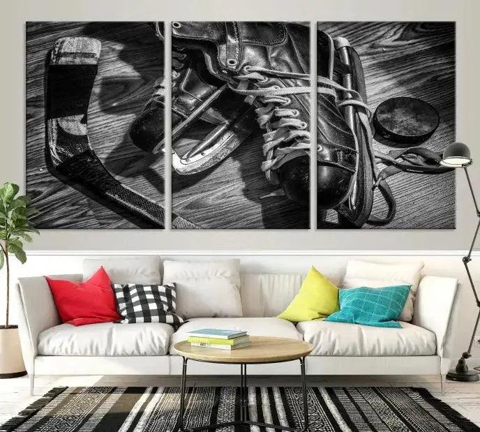 Old Pair of Mens Skates Wall Art Canvas, Men Skates Wall Art Print