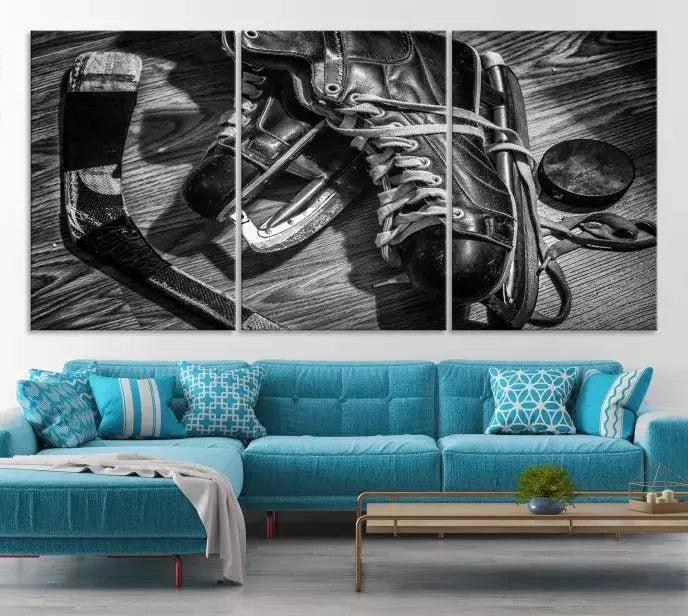 Old Pair of Mens Skates Wall Art Canvas, Men Skates Wall Art Print