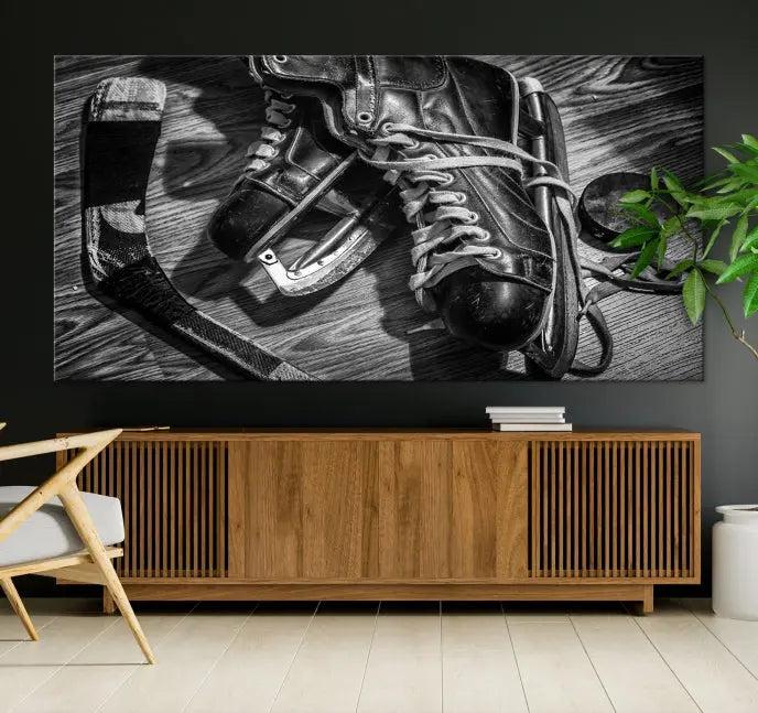 The "Old Pair of Men's Skates" wall art canvas print is crafted on museum-quality canvas with a UV-protective coating.