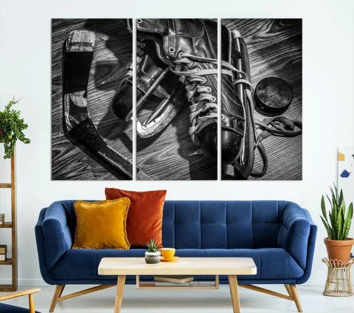 The "Old Pair of Men's Skates" wall art canvas print is crafted on museum-quality canvas with a UV-protective coating.