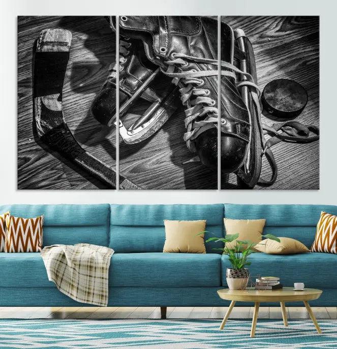 The "Old Pair of Men's Skates" wall art canvas print is crafted on museum-quality canvas with a UV-protective coating.