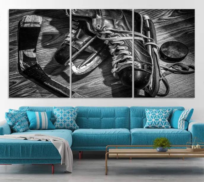 The "Old Pair of Men's Skates" wall art canvas print is crafted on museum-quality canvas with a UV-protective coating.