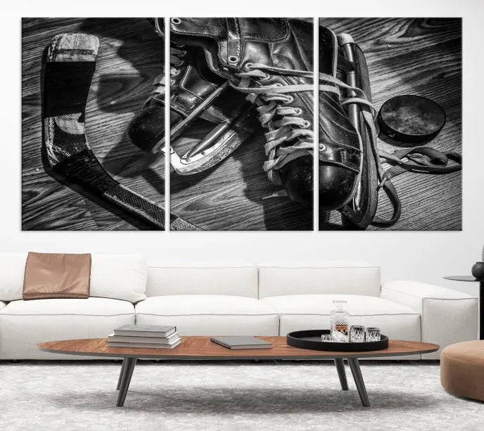 The "Old Pair of Men's Skates" wall art canvas print is crafted on museum-quality canvas with a UV-protective coating.