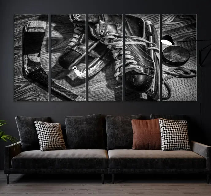 The "Old Pair of Men's Skates" wall art canvas print is crafted on museum-quality canvas with a UV-protective coating.