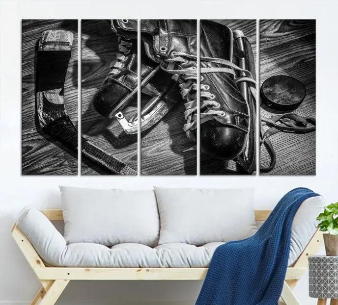 The "Old Pair of Men's Skates" wall art canvas print is crafted on museum-quality canvas with a UV-protective coating.