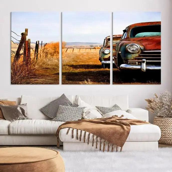 Old Rustic Classic Car Wall Art Canvas Print