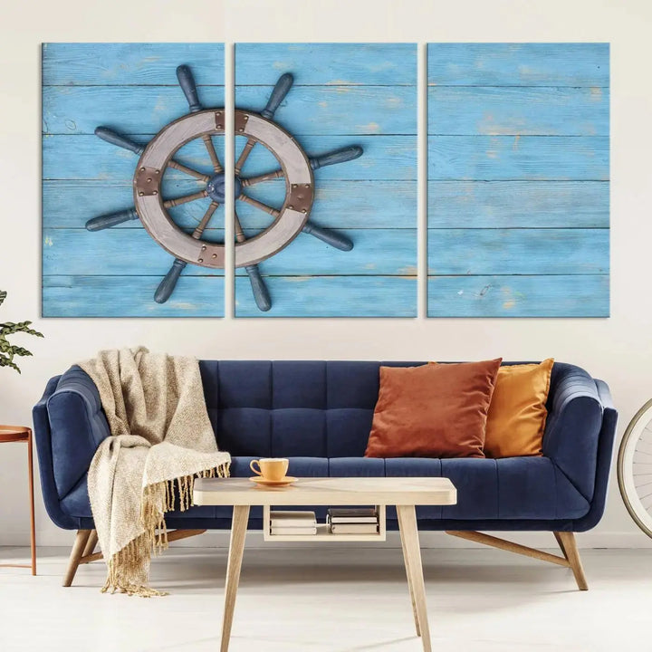 Old Ship Steering Wheel Nautical Wall Art 