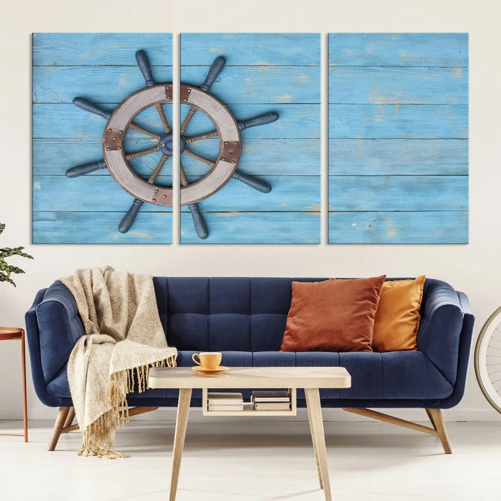 Old Ship Steering Wheel Nautical Wall Art 