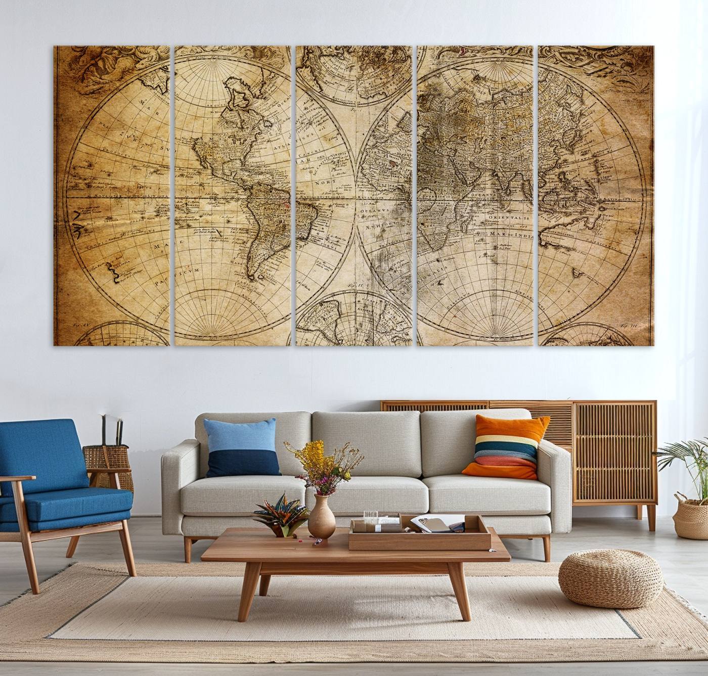 75053-MGV-CV-36X24-Push Pin World Map Canvas Print – Travel Tracker Wall Art for Couples, Perfect Anniversary Gift for Home or Office Decor