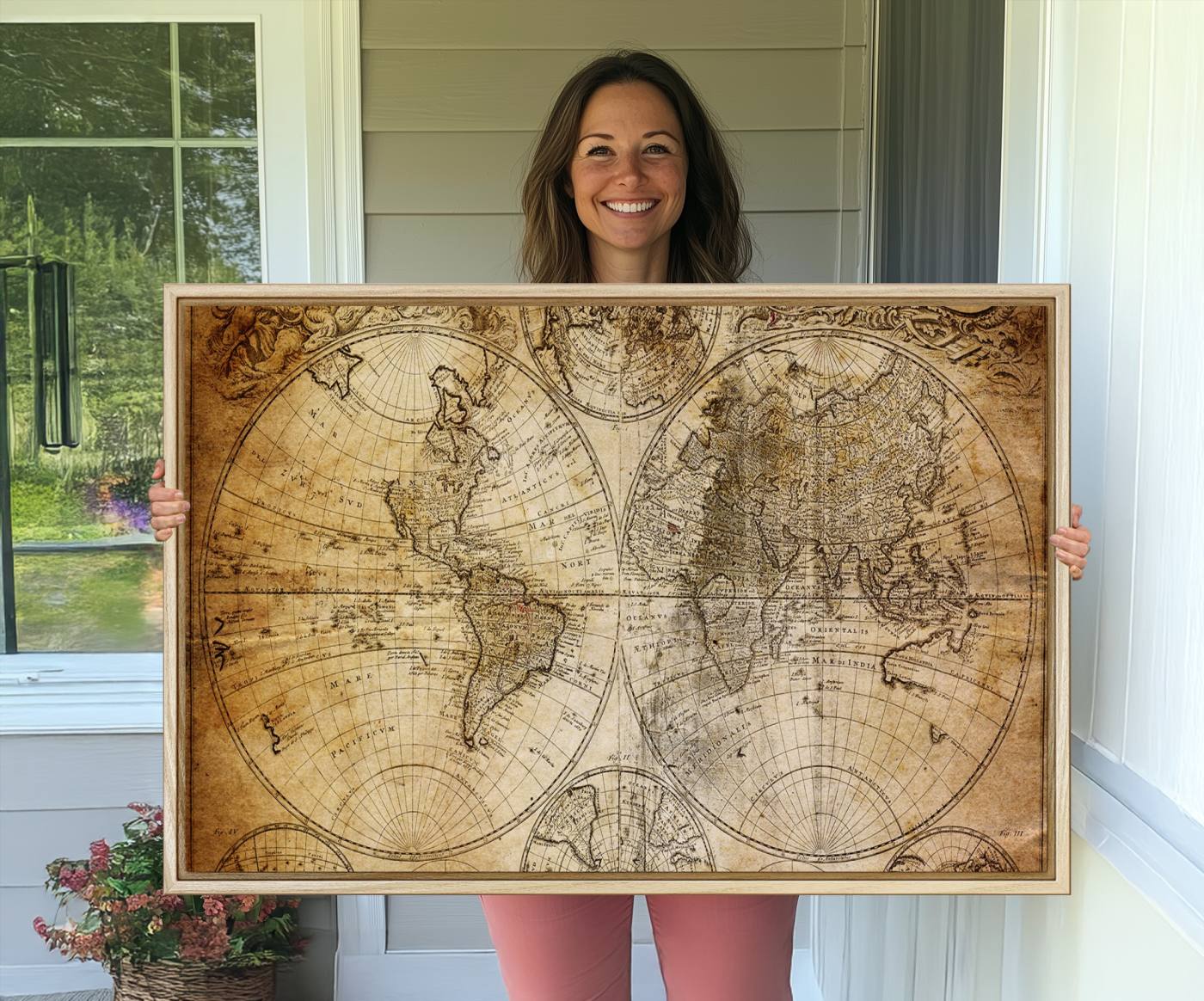 75053-MGV-CV-36X24-Push Pin World Map Canvas Print – Travel Tracker Wall Art for Couples, Perfect Anniversary Gift for Home or Office Decor