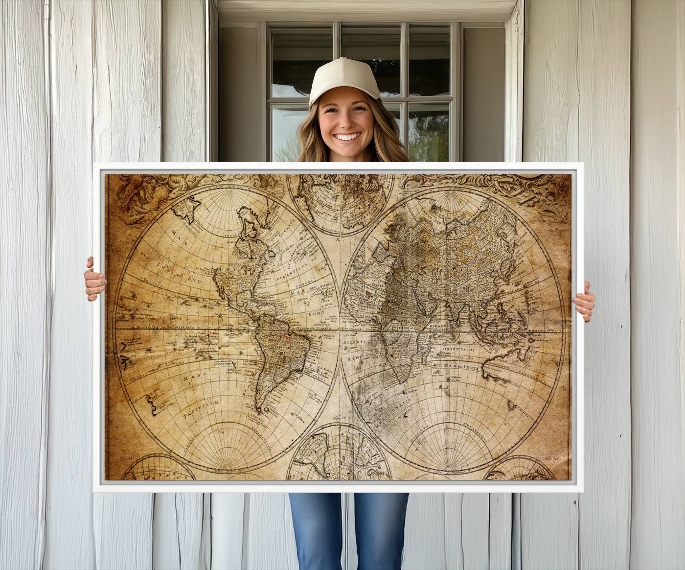 75053-MGV-CV-36X24-Push Pin World Map Canvas Print – Travel Tracker Wall Art for Couples, Perfect Anniversary Gift for Home or Office Decor