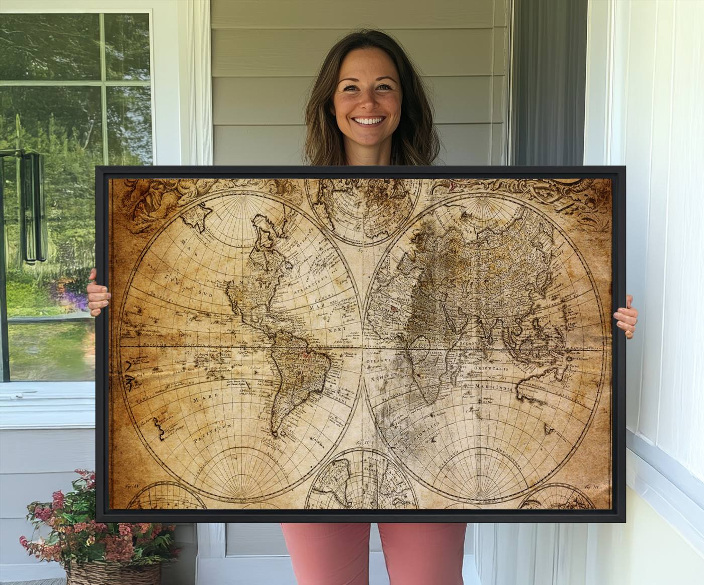 75053-MGV-CV-36X24-Push Pin World Map Canvas Print – Travel Tracker Wall Art for Couples, Perfect Anniversary Gift for Home or Office Decor