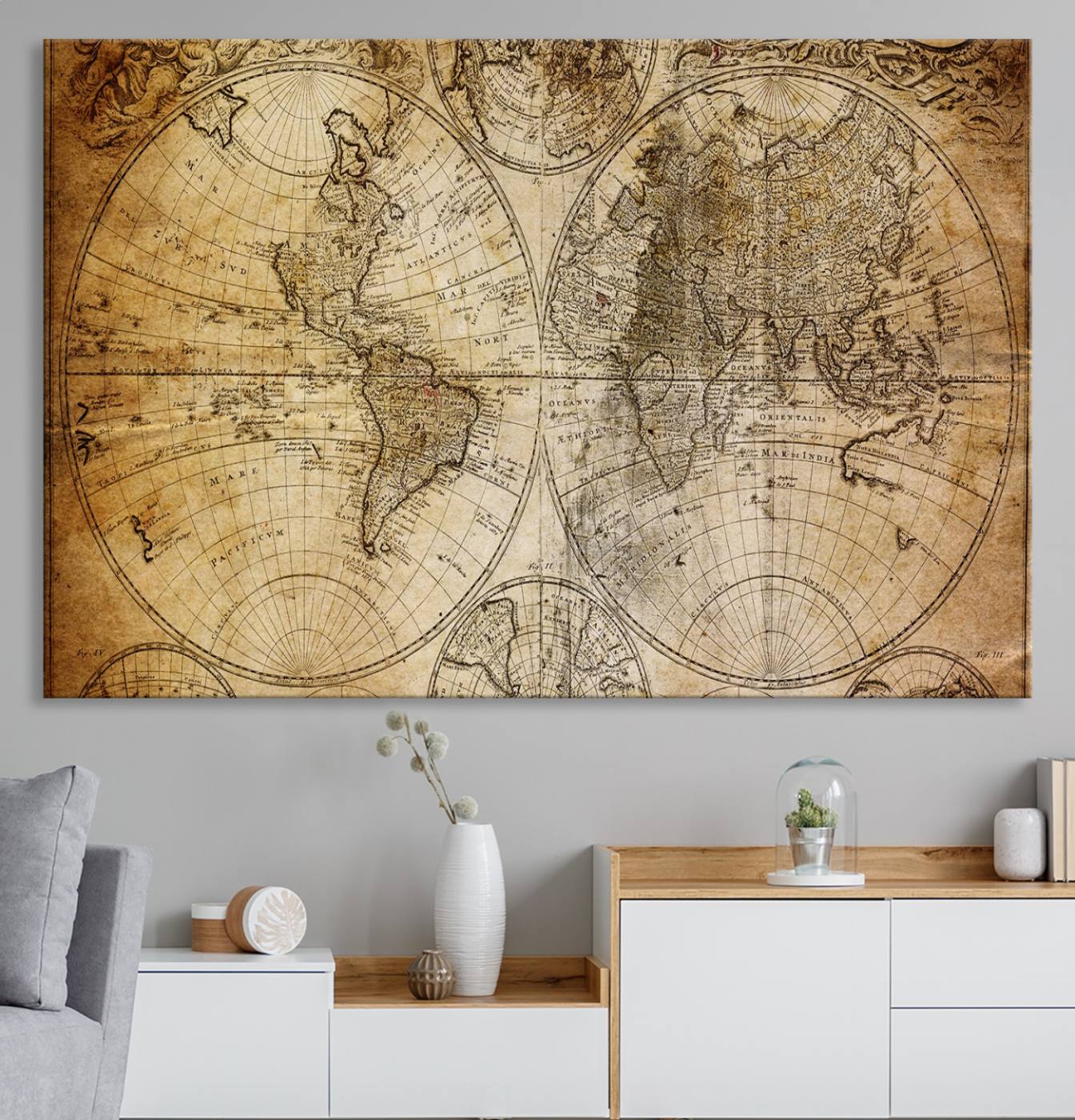 75053-MGV-CV-36X24-Push Pin World Map Canvas Print – Travel Tracker Wall Art for Couples, Perfect Anniversary Gift for Home or Office Decor