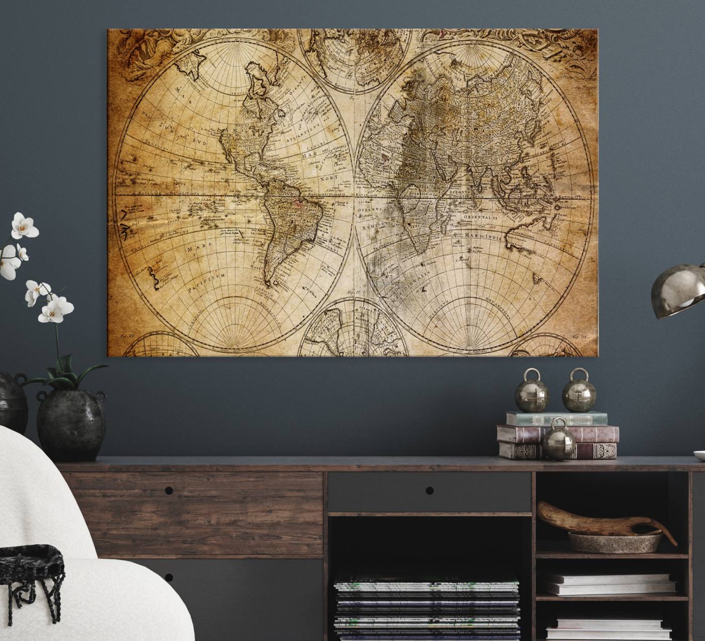 75053-MGV-CV-36X24-Push Pin World Map Canvas Print – Travel Tracker Wall Art for Couples, Perfect Anniversary Gift for Home or Office Decor