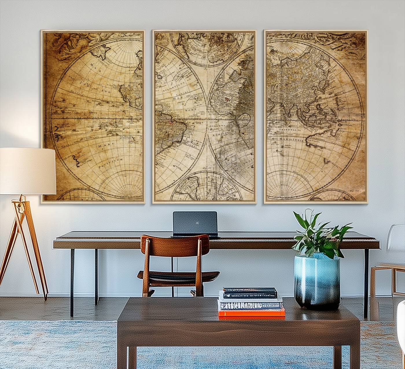 75053-MGV-FC-48X32-3P_Natural-Push Pin World Map Canvas Print – Travel Tracker Wall Art for Couples, Perfect Anniversary Gift for Home or Office Decor