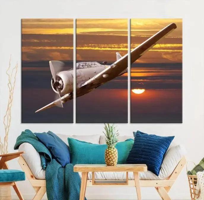 Old War Plane Wall Art Canvas Print