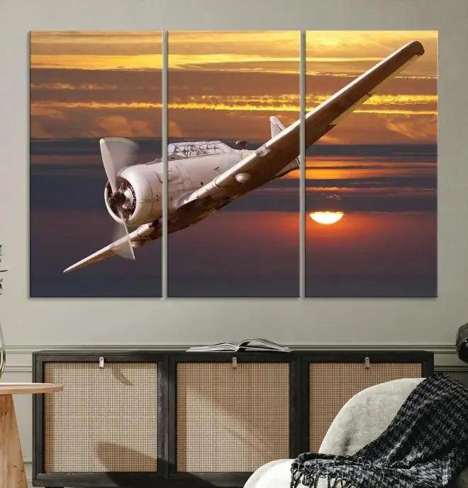 Old War Plane Wall Art Canvas Print