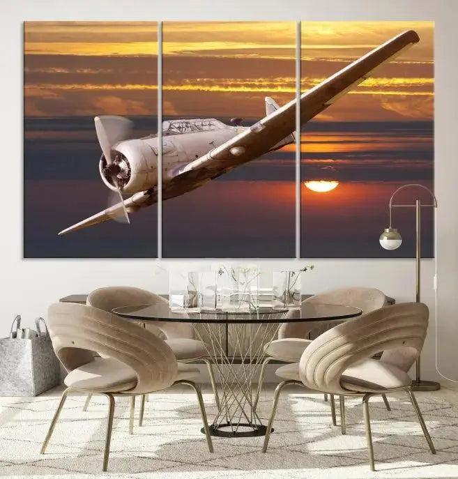 Old War Plane Wall Art Canvas Print