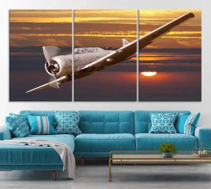 Old War Plane Wall Art Canvas Print