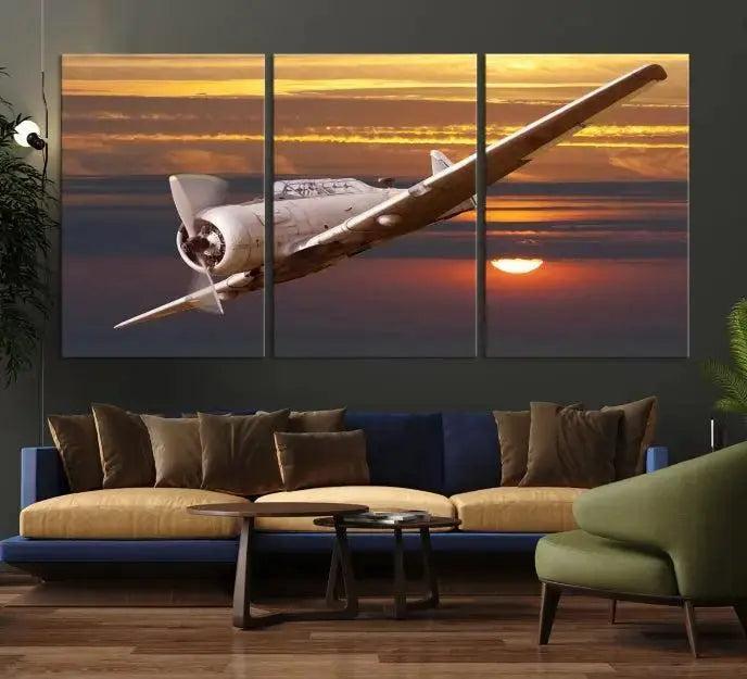 Old War Plane Wall Art Canvas Print