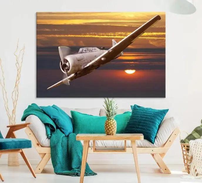 Old War Plane Wall Art Canvas Print