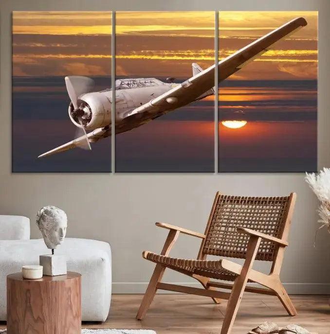 Old War Plane Wall Art Canvas Print