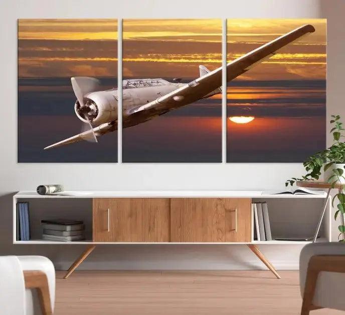 Old War Plane Wall Art Canvas Print