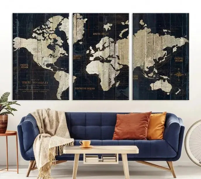 Old World Map Wall Art Canvas Print 